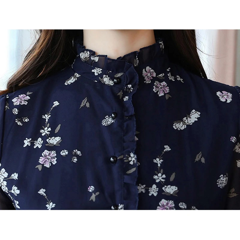 2018 Summer Women Printed Dresses Ladies Slim Fashion Fake Two-Piece Patchwork Office Work Party Chiffon Midi Dress SUN222 | Женская