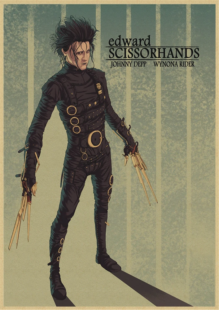 Классическая пленка Эдварда сissorhands плакат крафт-бумага ВИНТАЖНЫЙ ПЛАКАТ бар украшение дома стикер стены - Цвет: Серебристый