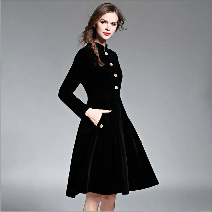 Женское бархатное платье с длинным рукавом теплое облегающее плотное большого