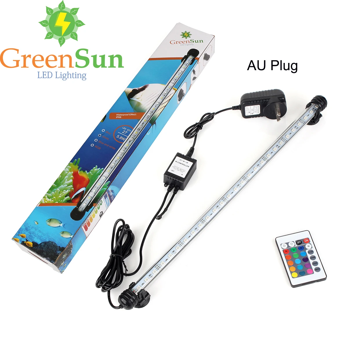 48 см EU/US/UK/АС Plug rgb дистанционного аквариум свет бар аквариума Водонепроницаемый 5050 SMD светодиодный трубки, лампы погружной - Испускаемый цвет: AU Plug 48CM
