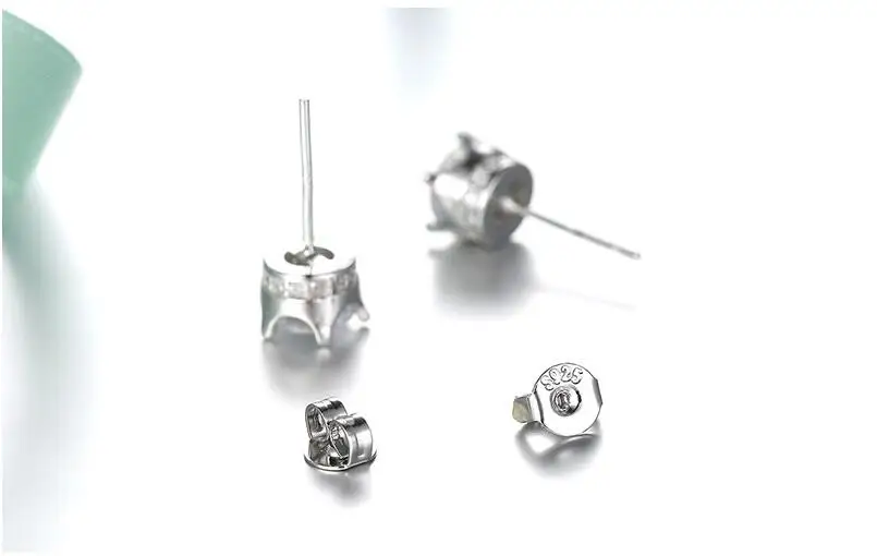 Корейский Серебряный позолоченные серьги-гвоздики Двухсторонние