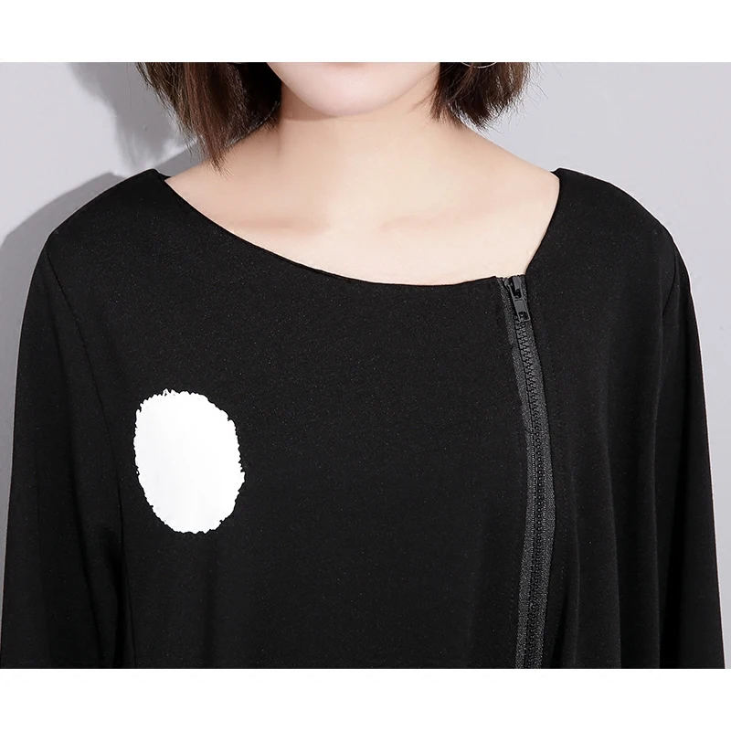 2017 Осень точка печати Свободные платье женская повседневная с декоративной