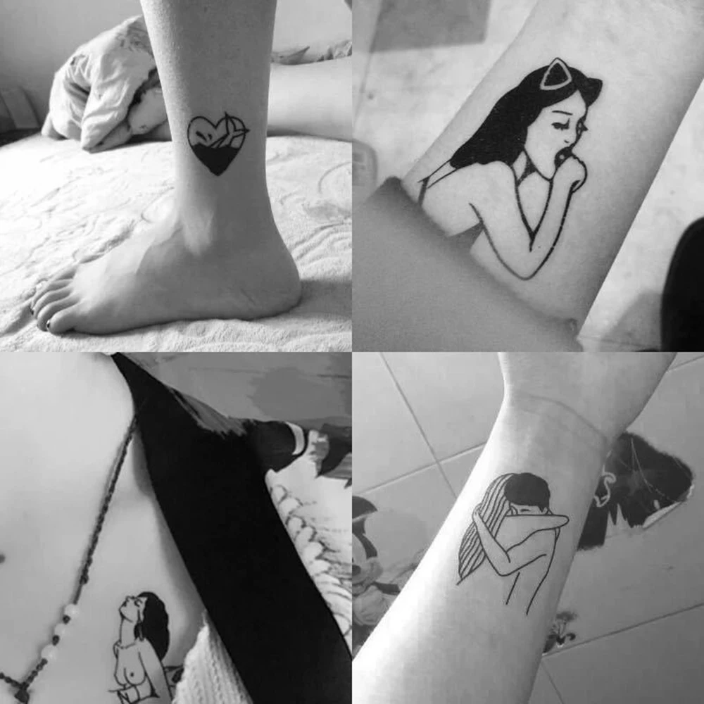 Горячие наклейки для татуировок черного и белого цвета с популярными рисунками временного телодвижения на воде.