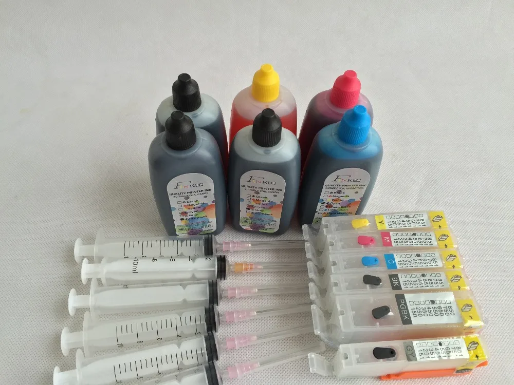 6 цветов PGI 250 набор чернил для Canon PIXMA MG6320 MG7120 iP8720 MG7520 принтер с ARC chip refill UV серые