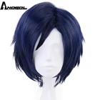 Anogol, голубой, моя геройская академия, короткие прямые парики Tenya Iida из коротких прямых волос, синтетический парик для косплея, для костюма, для Хэллоуина