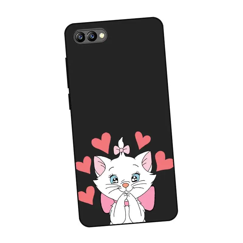 P114 Marie Cat Черный силиконовый чехол для huawei Honor 6A 6C 6X 7C 7X8 Lite Pro |