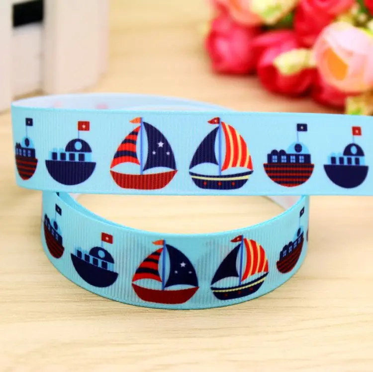Лента для волос 7/8 ''с принтом морской лодки бантик украшения вечеринки опт OEM 22