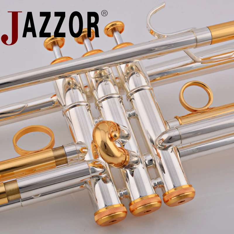 JAZZOR JZTR-800 профессиональная труба B плоская Золотая и Серебряная латунные ветровые