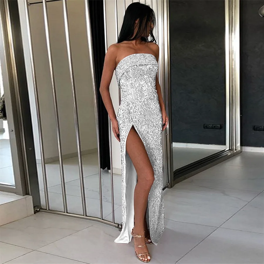 Женское платье с блестками облегающее винтажное открытыми плечами|Женские