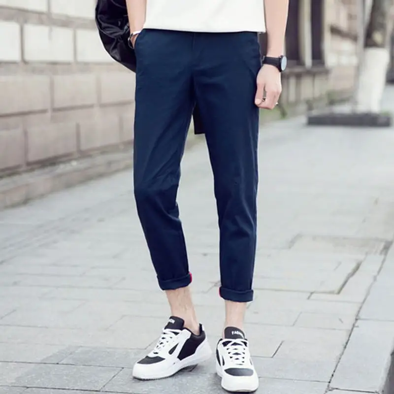 Мужские повседневные брюки-чиносы в стиле хип-хоп на весну и осень 100% хлопковые