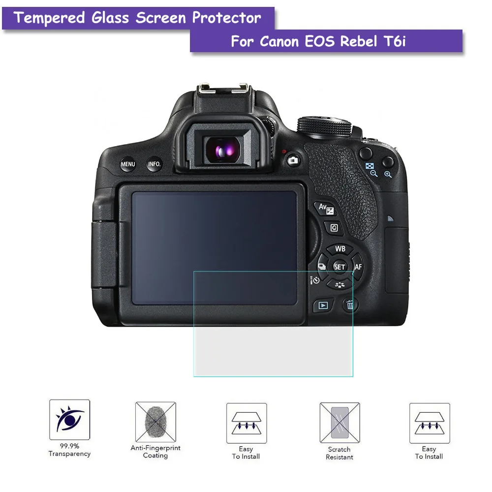 9H закаленное стекло ЖК экран Защитная пленка из настоящего стекла для Canon EOS Rebel T6i