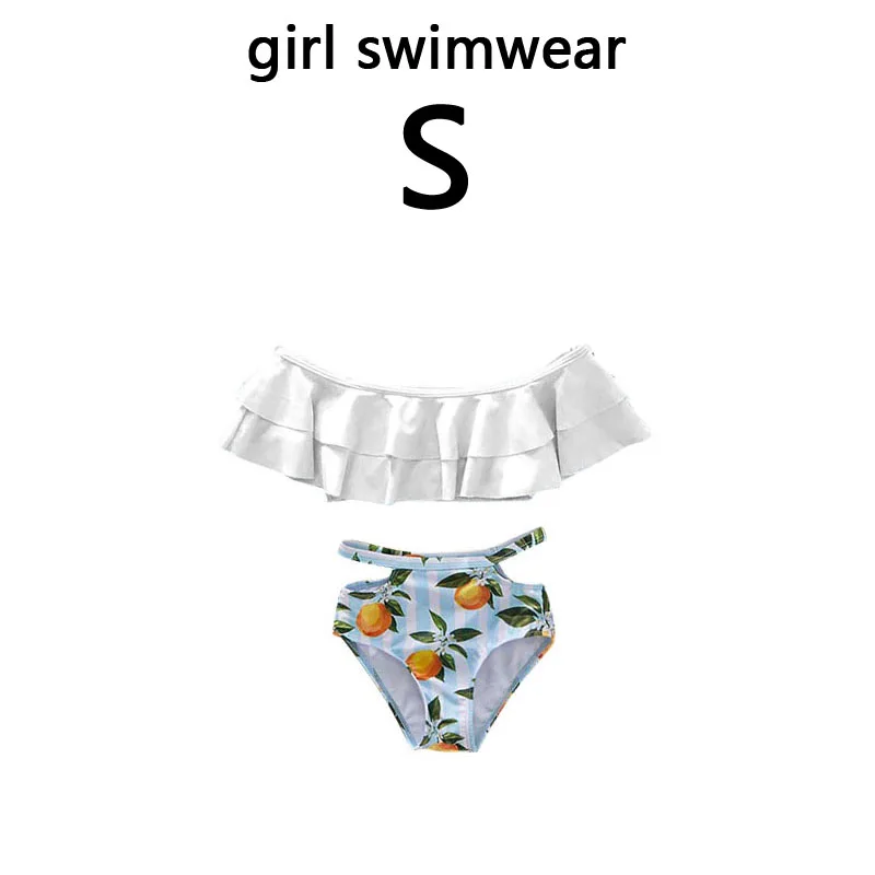 girl size S Семейный комплект бикини для женщин; коллекция года; Летние оранжевые купальники с принтом для мамы и дочки; пляжные шорты для мальчиков; купальник для мамы и дочки - Цвет: girl size S