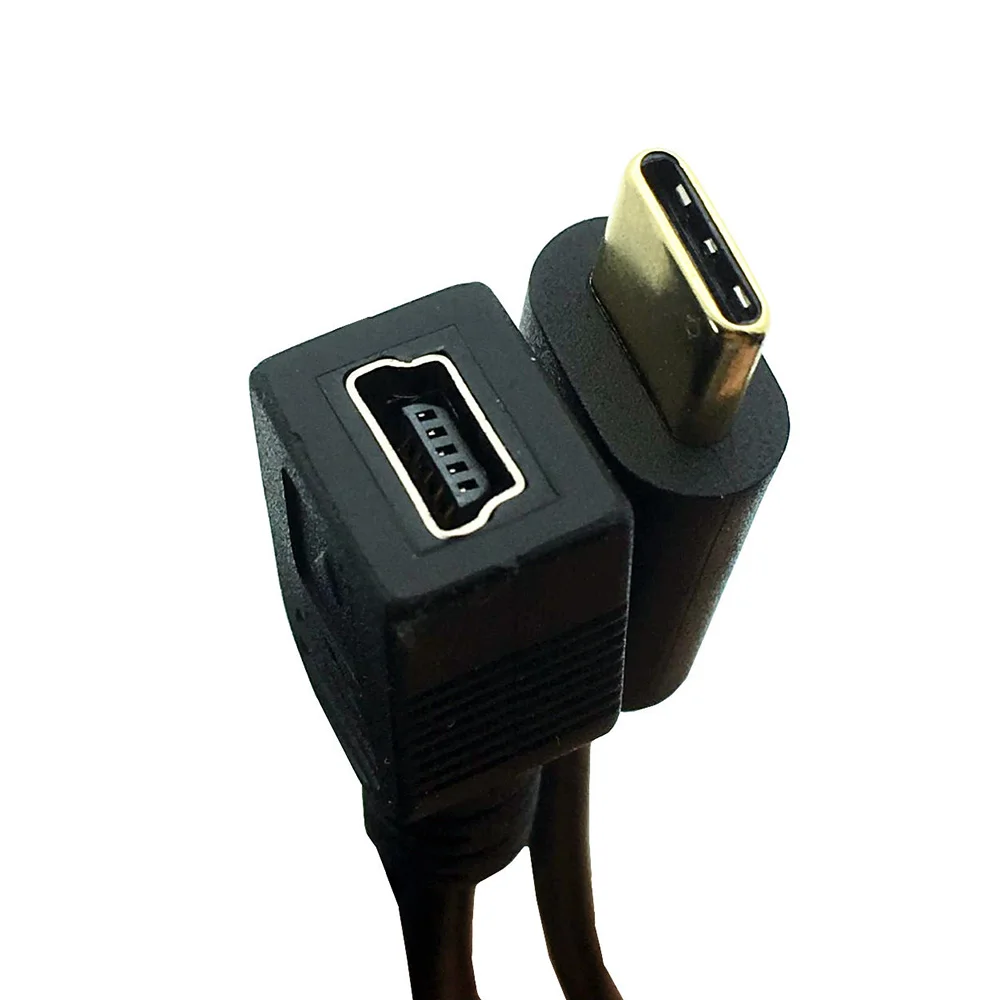 Позолоченный USB-C 3 1 Type C с разъемом Mini USB 5PIN женский Зарядный Кабель-адаптер длиной