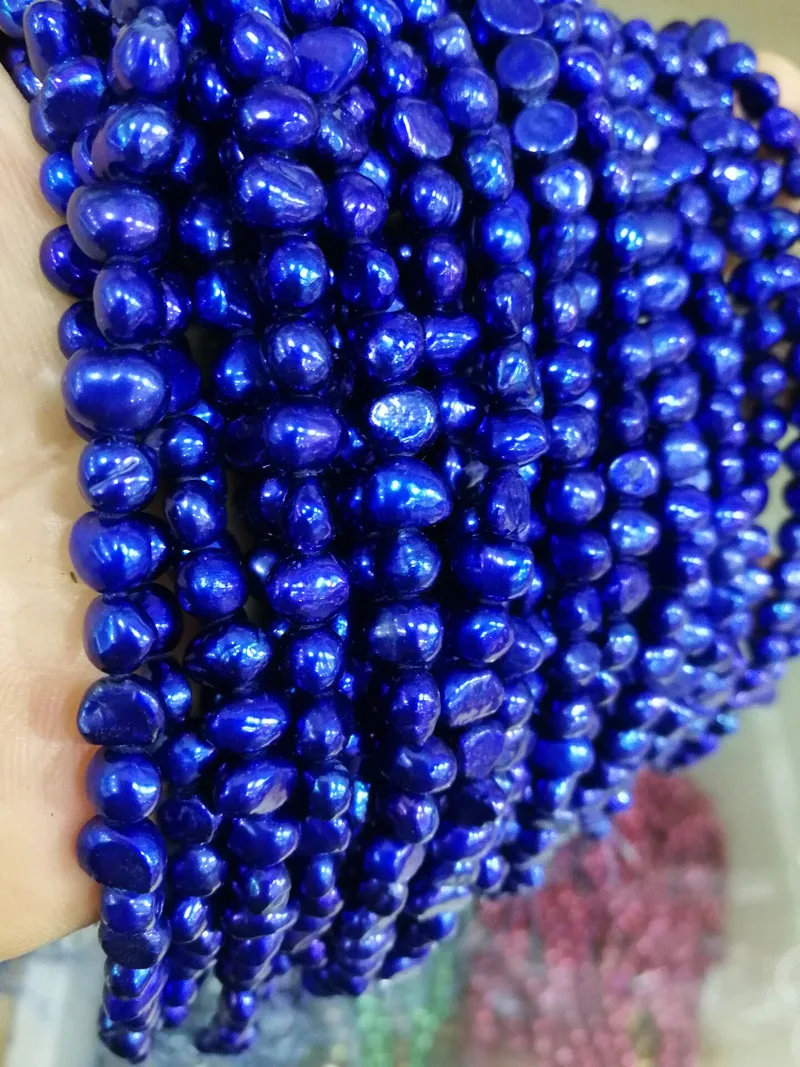 

5pcs freshwater pearl baroque 7-8mm deep blue FPPJ wholesale beads nature loose beads for DIY jewelry