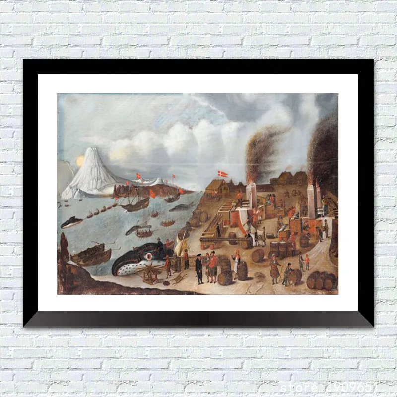 Хлопок без рамки классический дом лодка морской пейзаж холст печать картина