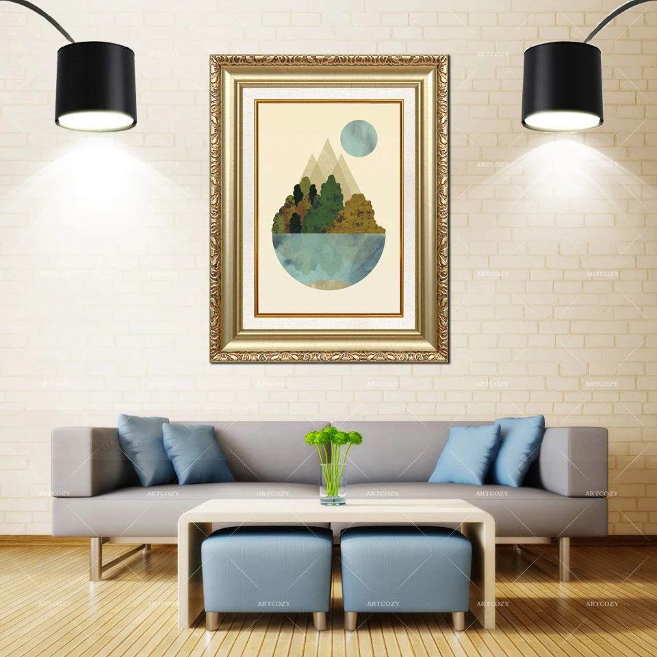 Artcozy Золотая рамка абстрактная Минималистичная природа настенная живопись
