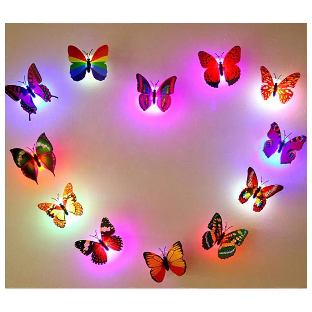 JXSFLYE 5 PCS Night Light Lamp With Suction Pad Colorful Changing Butterfly LED Home Room Party Desk Wall Decor | Лампы и освещение