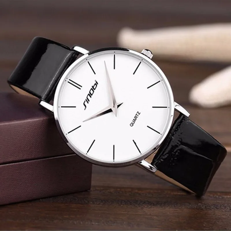Модные Ультратонкие мужские часы SINOBI водонепроницаемые | Наручные