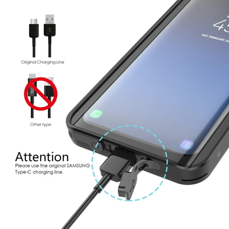 Водонепроницаемый чехол для Samsung Galaxy S9 ударопрочный прозрачный защитный S9Plus