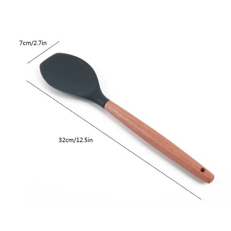 Salad spoon Delidge 1 шт. 9 видов стилей с деревянной ручкой кухонная лопатка Пищевая силиконовая Щетка скребок салатная ложка кухонная утварь - Цвет: Salad spoon