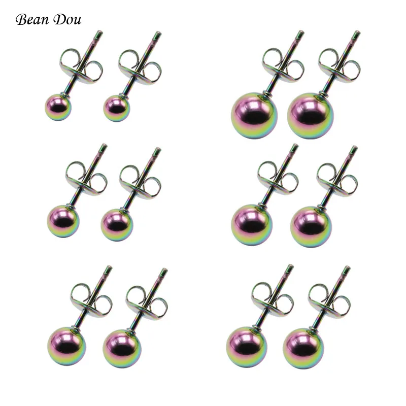 6 пар серьги гвоздики из нержавеющей стали 3 8 мм 5 цветов|stud earrings|ear stud earringsearrings for men