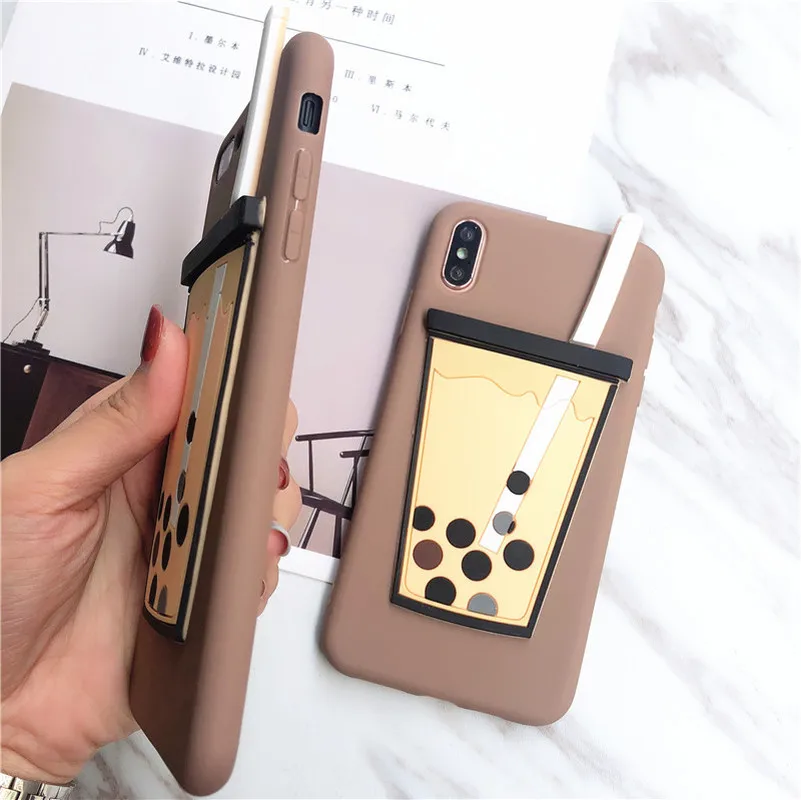 Для Apple iPhone 7 Plus X XR XS Max чехол Забавный молочный шарик чайный напиток бутылка