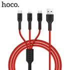 Кабель Hoco 3 в 1 Micro USB Type C, нейлоновый телефонный кабель для Xiaomi Mi10 Mi11 K40 1,2 м, iPhone 12 11 Pro Max, кабель для передачи данных
