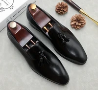 new style men fashion pointed gradient color high quality handmade spring autumn dress shoes men tassel slip on loafers