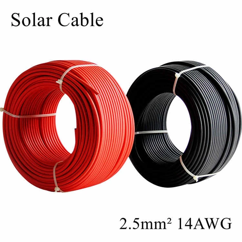 5 м/лот 2,5 мм2 14AWG Солнечный Кабель красный и черный PV кабель провод медный проводник XLPE куртка TUV сертификат для панели солнечных батарей