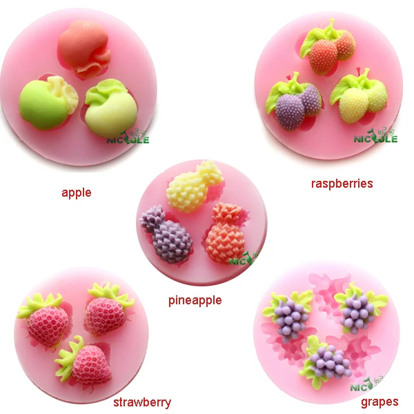 

Mini 3D fruit fondant mold 5pcs/set