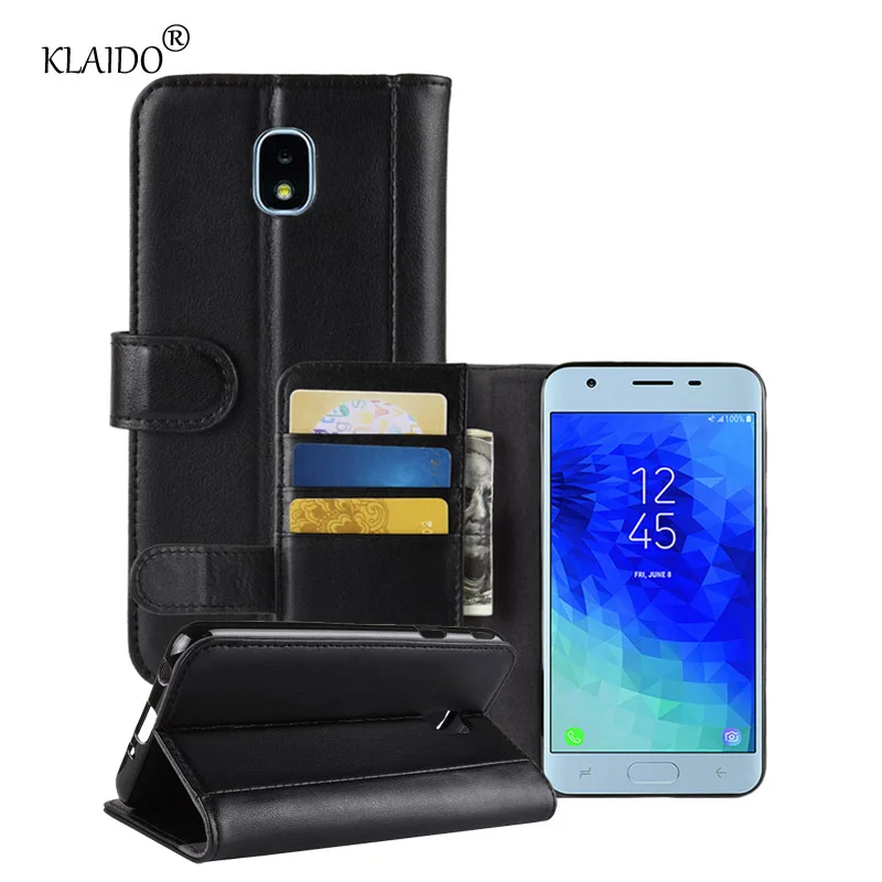 Подлинная Кожаный чехол для samsung Galaxy J3 2018 бумажник Стиль телефона с подставкой