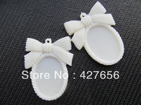 10pcs oval ivory white flatback resin bowknot picturecabochon cameo frame charm findingbase setting tray for 18x25mm cabochon