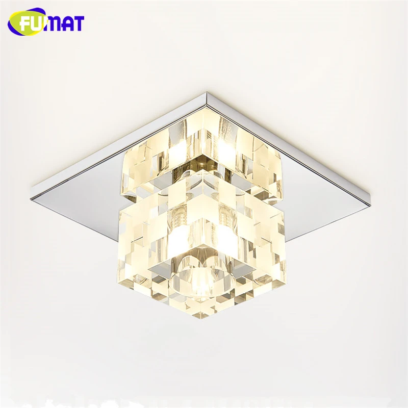 

FUMAT Square Crystal Ceiling Light Foyer LED Crystal Ceiling Lamp 5W Corridor Aisle Lamparas de techo Lustre Decor Ceiling Light