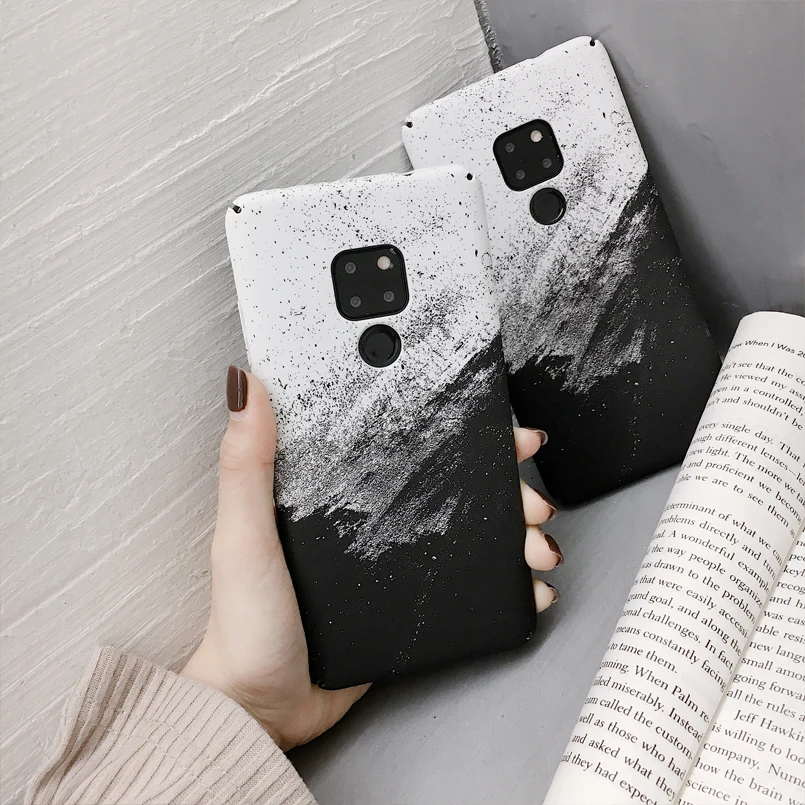 Fashion Hard Case For Huawei P20 P30 Pro Mate 20 Sand painting matte White Black PC Honor 8X 10 Back Cover Fundas |