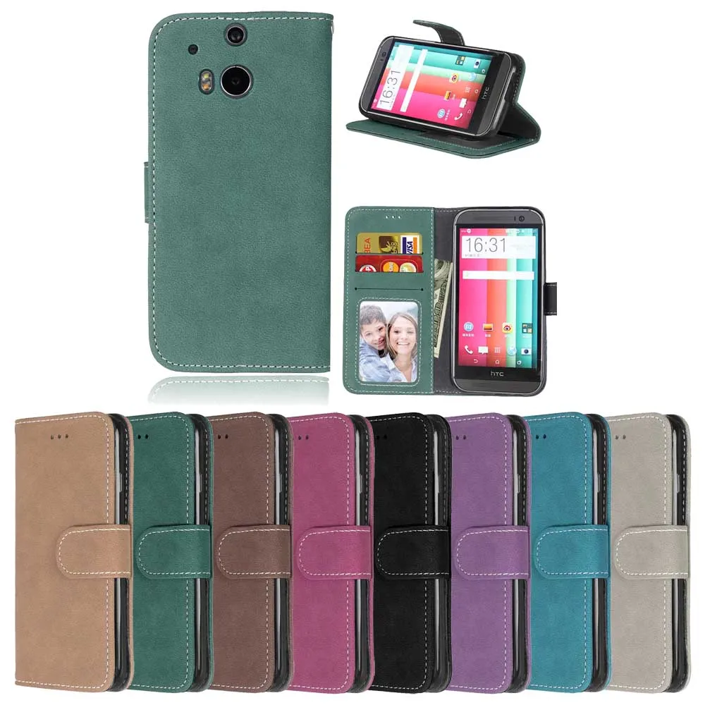 Чехол для HTC One M8 M9 Desire 626 откидной подставка с отделением карт кожаный матовый