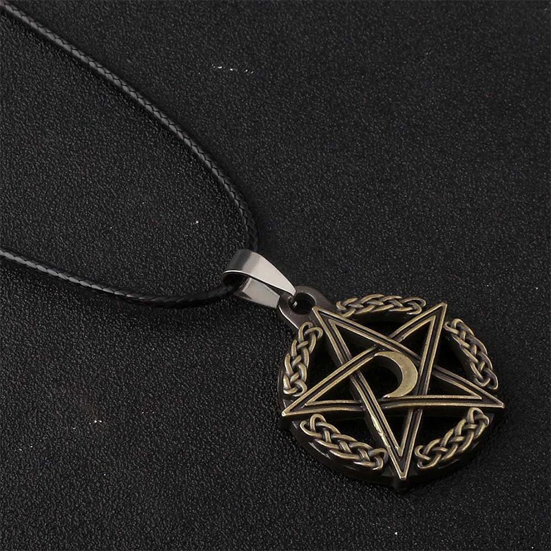 Для Мужчин's Титан Сталь шестиконечная звезда Луна Цепочки и ожерелья Кожа