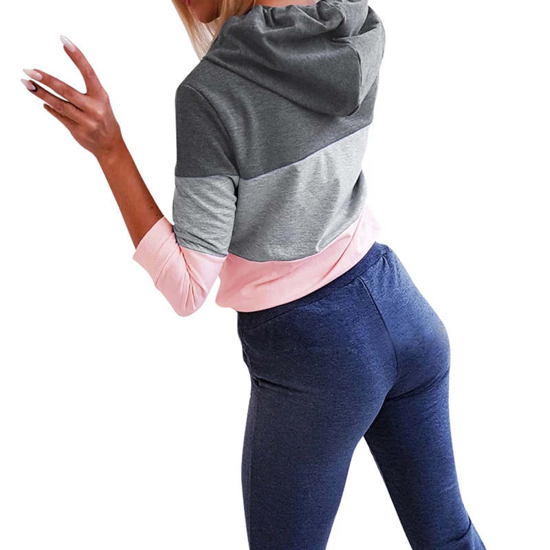 

Sexy Color Matching Loose Long Sleeve Fashion Hooded Sweater Fashion Solid Women Sweatshirt Winter Sweatshirt