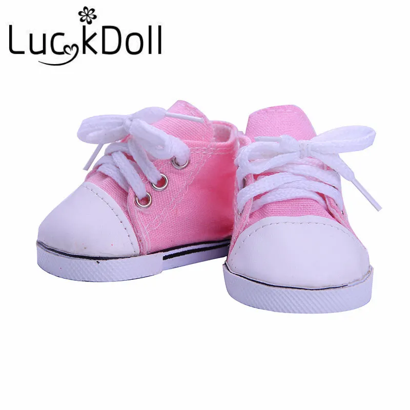 LUCKDOLL однотонная парусиновая обувь подходит для 18 дюймовых американских кукол 43