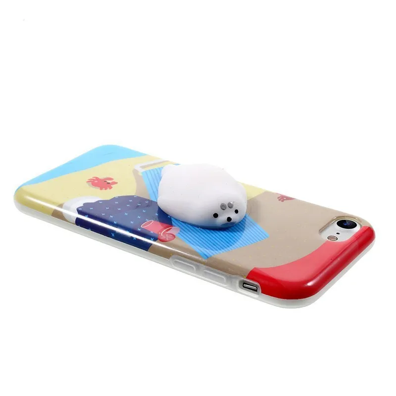 Phone Case for IPhone 7 Plus Lovely Pressure Reduce Cases Soft Cat Bear Squeeze 6 6S Squishy Cover |