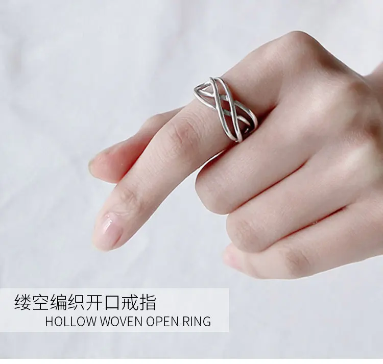 

2019 Bijoux Bohemian Vintage 925 Sterling Silver Hollow Cross Rings for Women Punk Retro Open Adjustable Antique Ladies Rings