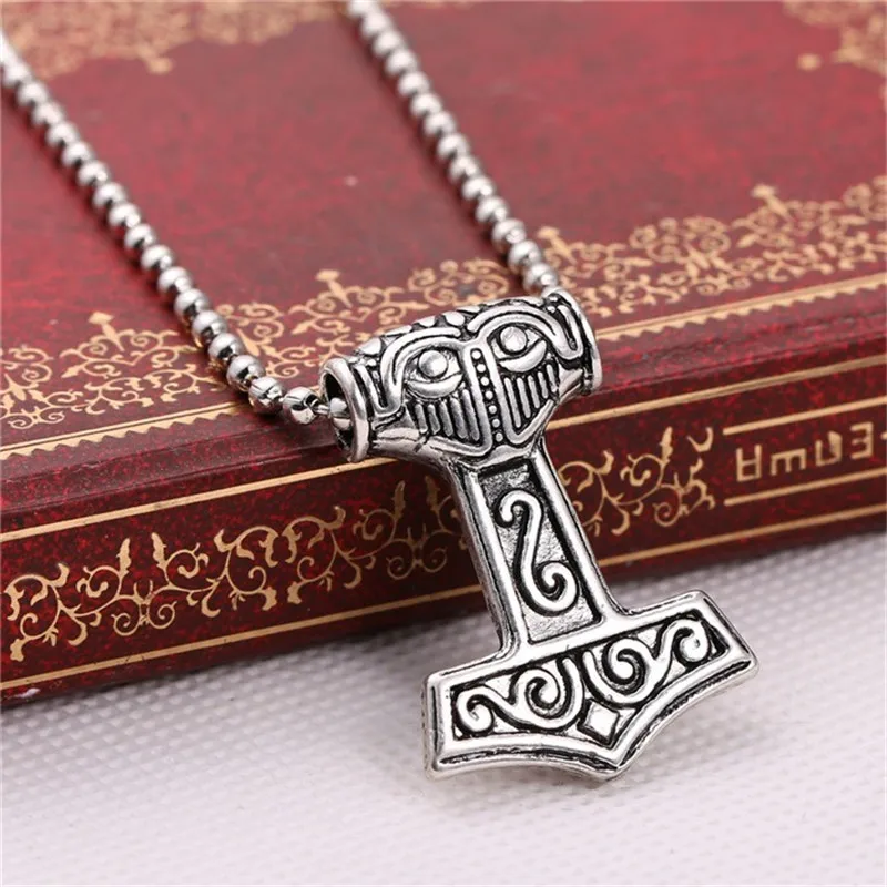 

12pcs/lot Metal Alloy Thor hammer necklace man super hero THOR'S HAMMER Norse Men necklaces & Pendants male Christmas Jewelry