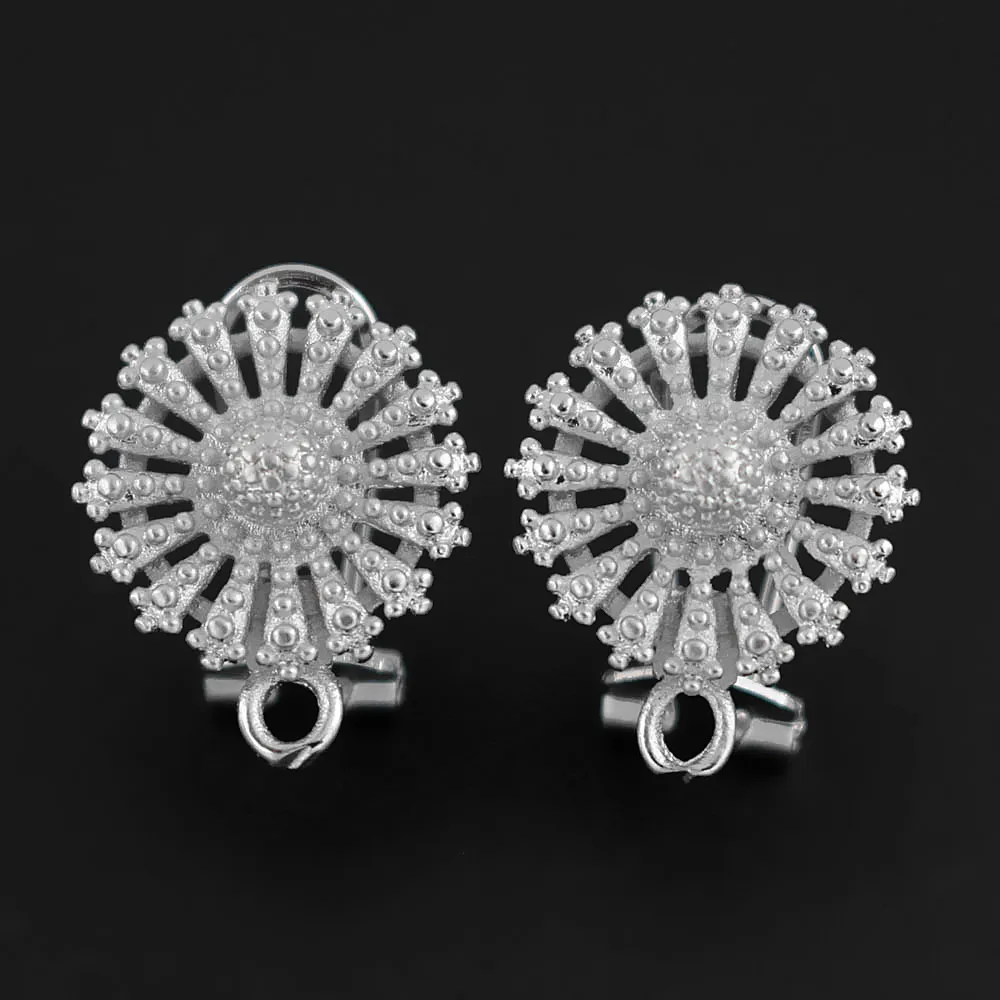 Серьги клипсы с подвесными коннекторами филигранные круглые латунные