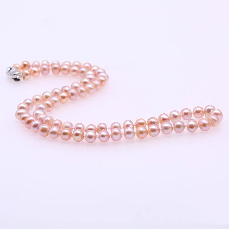 

JYX 6-7mm Multicolor Pearl Necklace 925 Silver Natural Freshwater Pearl Necklace Women Choker Necklace 18" (White Purple Pink)