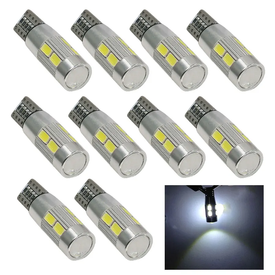 10 шт. T10 W5W 194 LED проектор 5630 5730 SMD с объективом Canbus безошибочная автомобильная лампа
