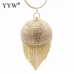 Золотистые алмазные кисточки для женщин, вечерние металлические клатчи с кристаллами, свадебная сумочка, роскошный клатч на плечо для невесты