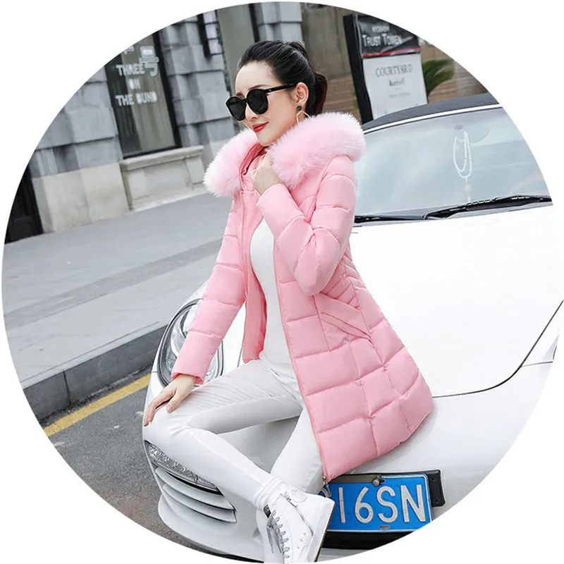Зимняя женская верхняя одежда 2018 НОВАЯ тонкая хлопковая куртка средней длины с