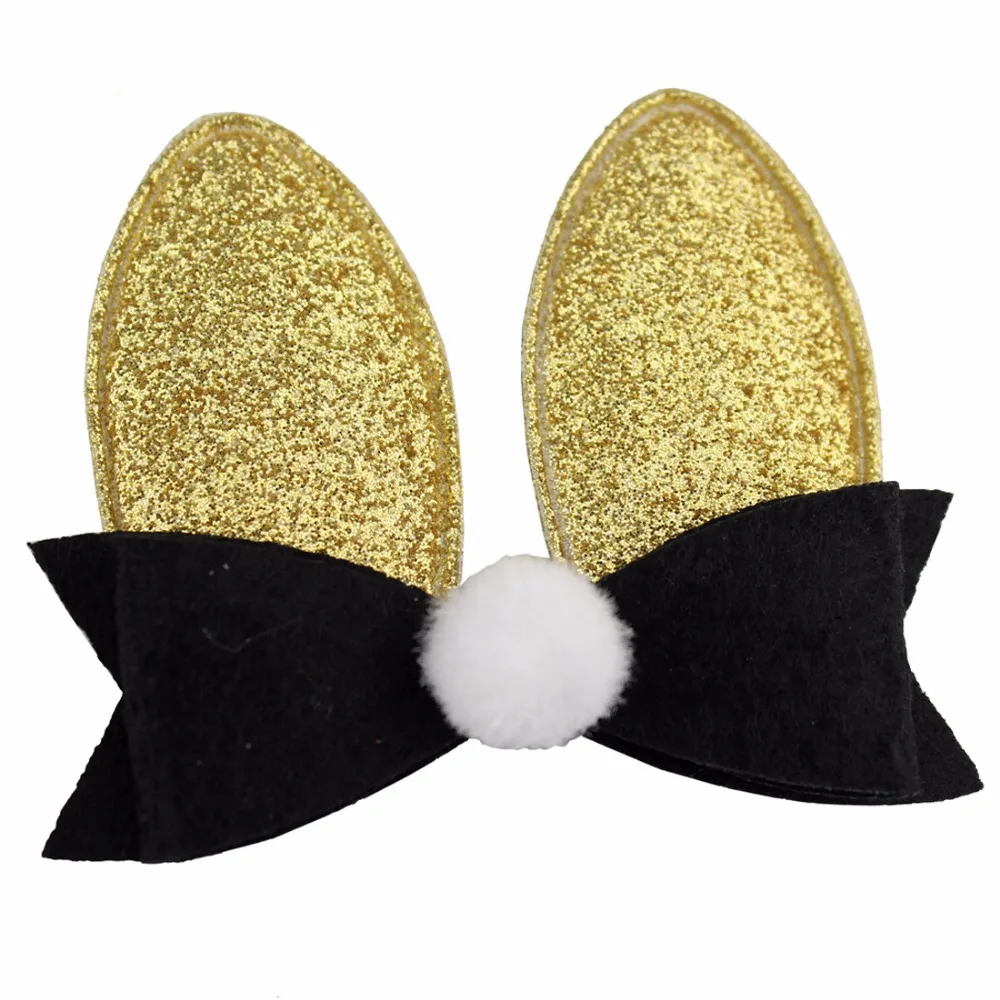 12 шт./лот пасхальные блестящие банты с ушками кролика для девочек повязка на