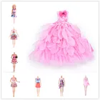 Много стильных кукольных платьев, одежда, элегантное кружевное многослойное свадебное платье для куклы Барби, роскошные цветочные куклы, аксессуары