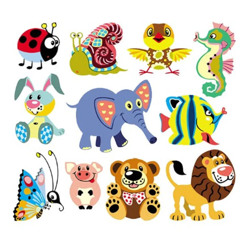 

Children Cute Animal Combination Clothing Applications Sticker Iron on Patches DIY T-shirt Heat Transfer Vinyl Clothes Applique