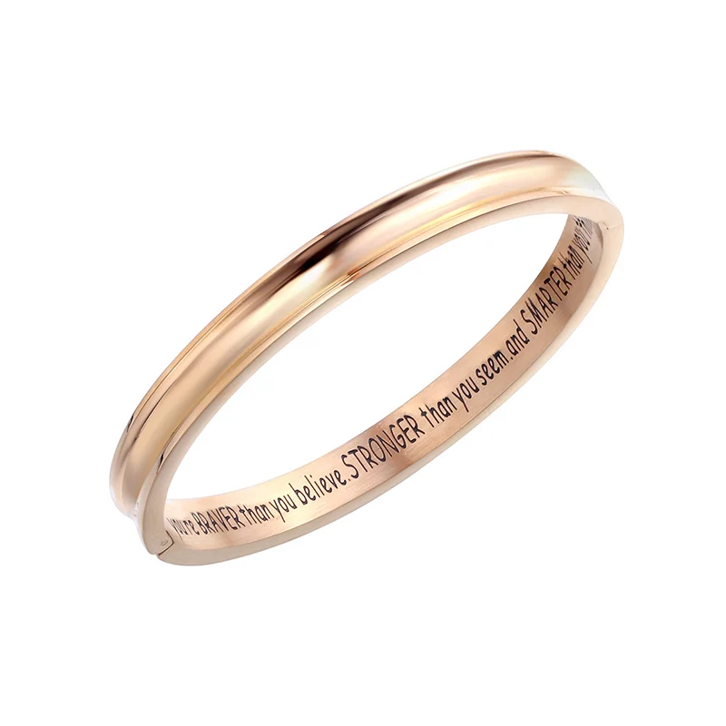 Gold plating 2 Классические серебряные золотые розовые браслеты-манжеты из нержавеющей стали женские браслеты для женщин вдохновляющий браслет ювелирные изделия - Окраска металла: Gold plating 2